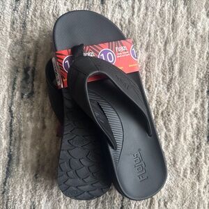 Flojos Men's Flip Flops Memory Foam NEW - BLACK Size 10 Thong Sandals